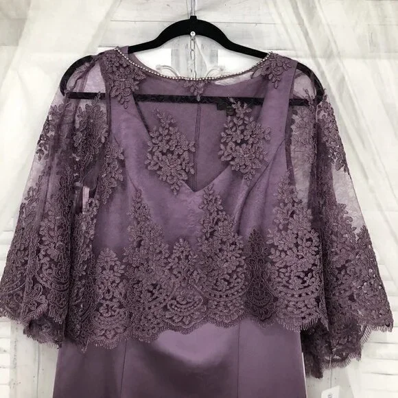 Ignite Evenings Mother Of The Bride Dress Size 10 Formal Purple Capelet Lace Ignite Evenings Mother Of The Bride Dress Size 10 Formal Purple Capelet Lace
